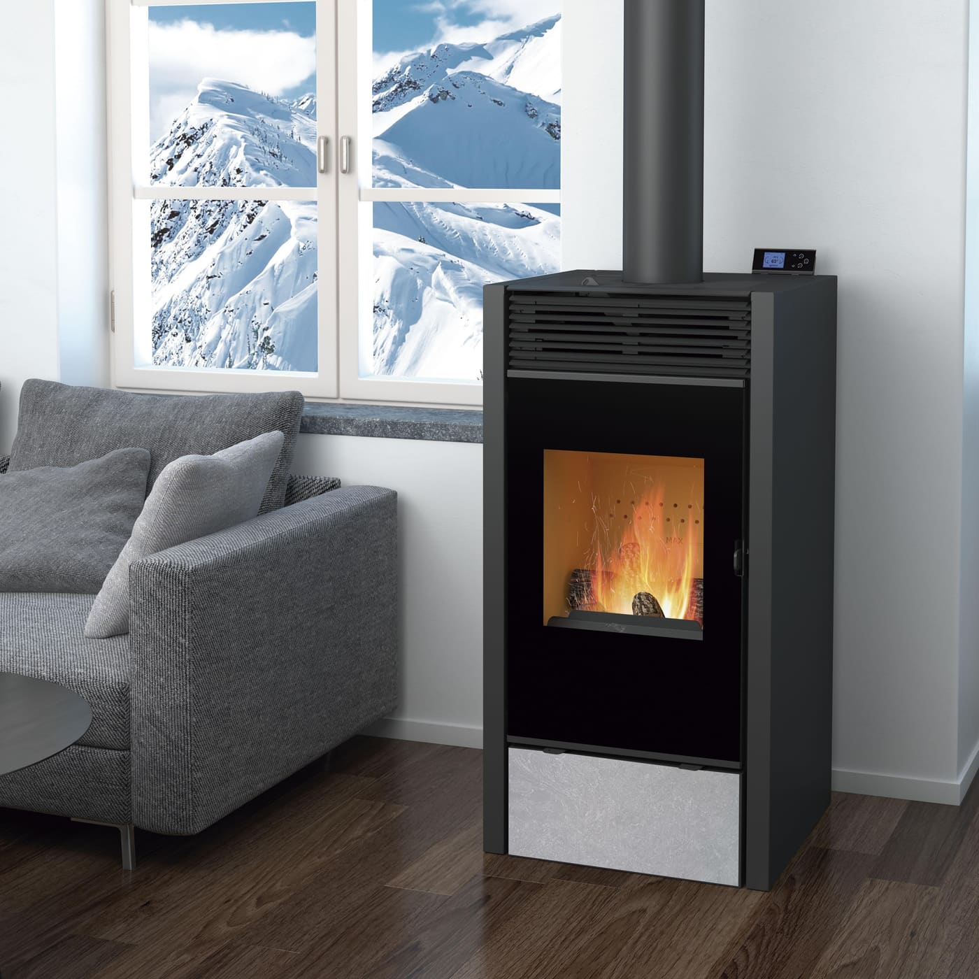 Hybrid-Holzpellet-Ofen mit Umluft - BRONPI Hybrid 10 kW