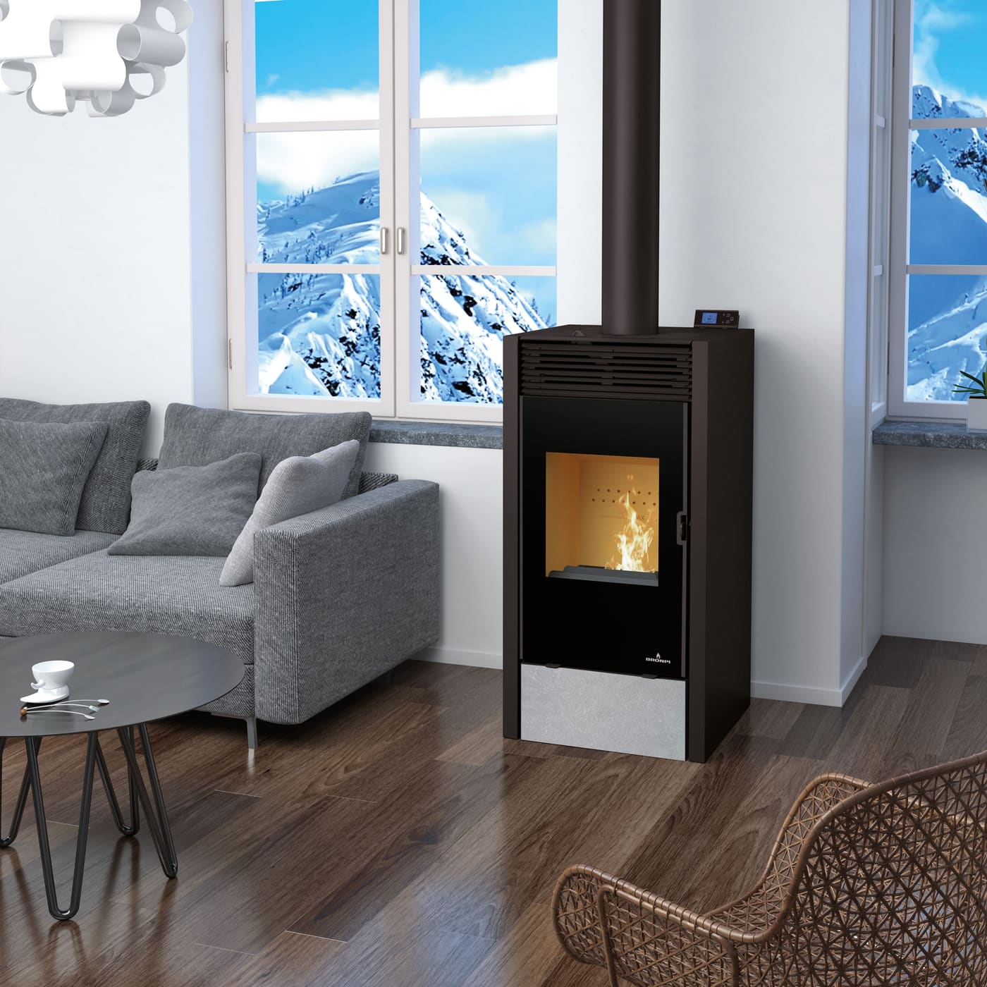 Hybrid-Holzpellet-Ofen mit Umluft - BRONPI Hybrid 10 kW