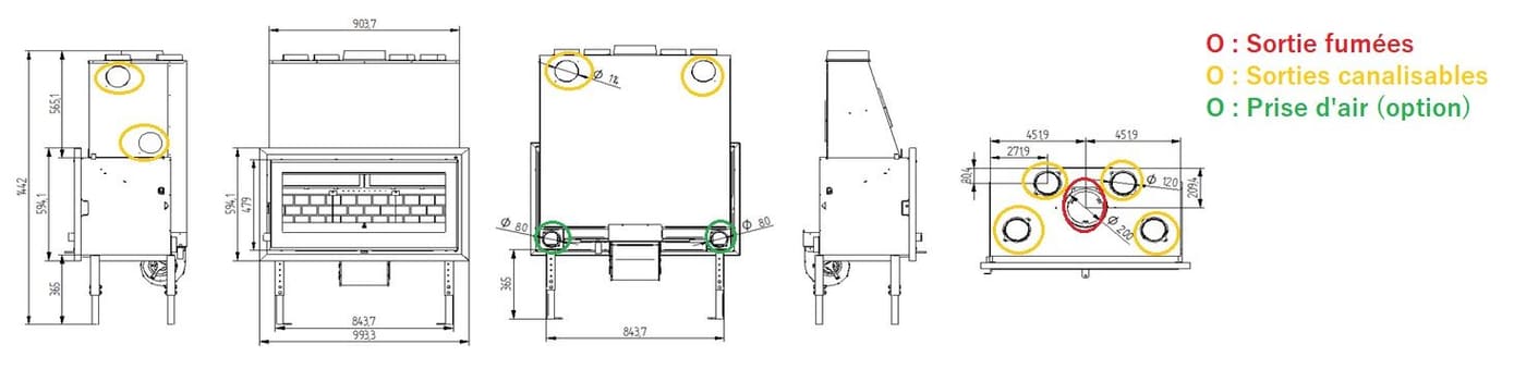 Belüfteter Holzeinsatz geräuschlos kanalisierbar - FIREMATIC Ontario 14,5 kW