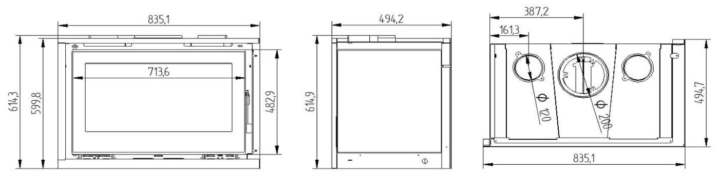 Holzeinsatz 2 verglaste Belüftung - FIREMATIC Jenn-D 12,8 kW