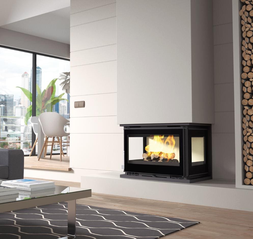 Holzeinsatz 3 verglaste, belüftete Scheiben - FIREMATIC Abby 12,8 kW