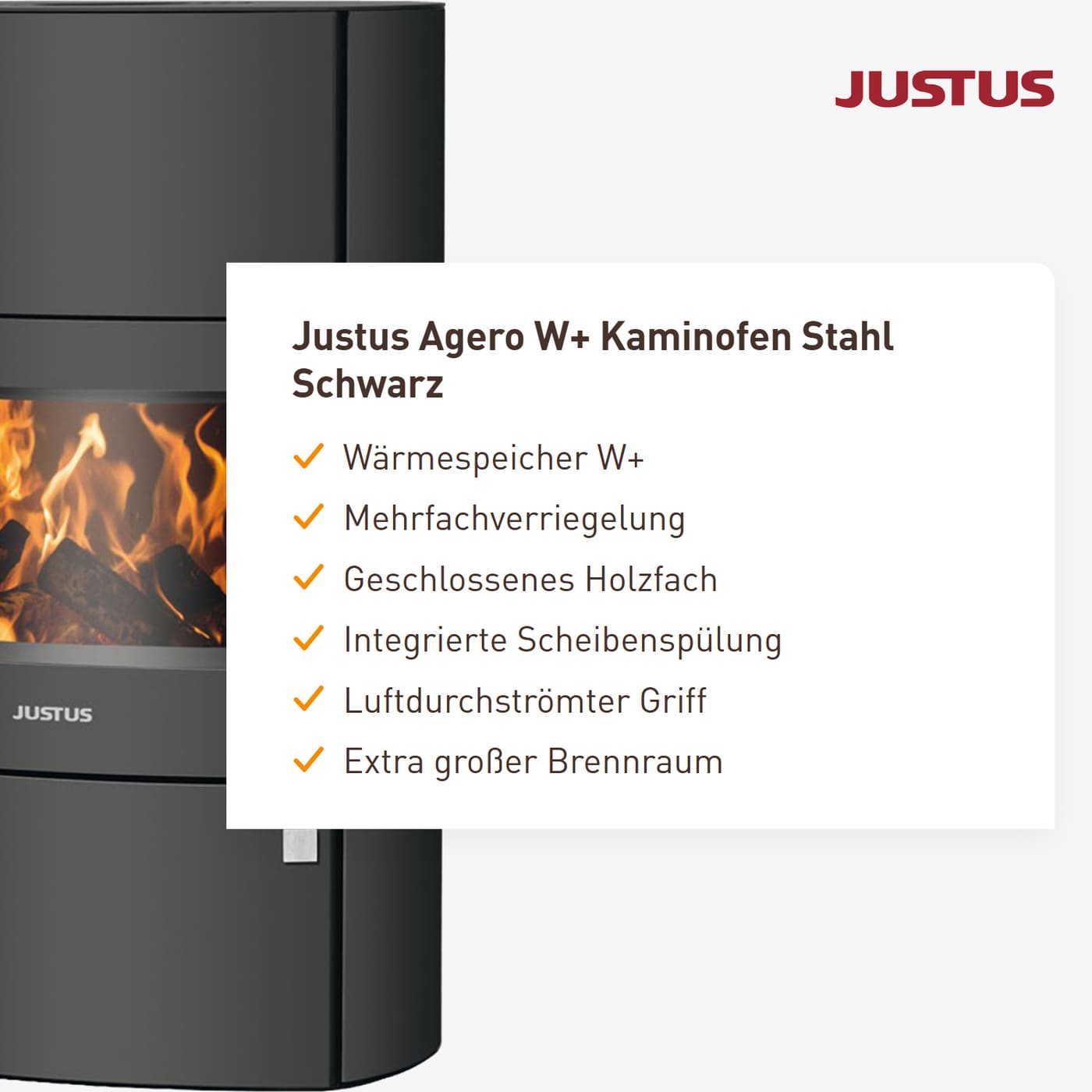 Justus Agero W Kaminofen 7 kW Stahl