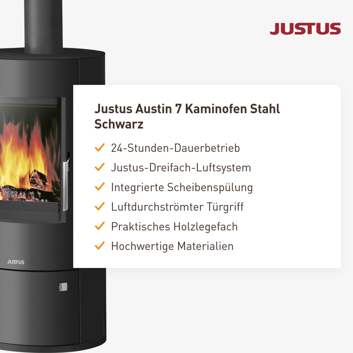 Justus Austin 7 Kaminofen 7 kW Stahl