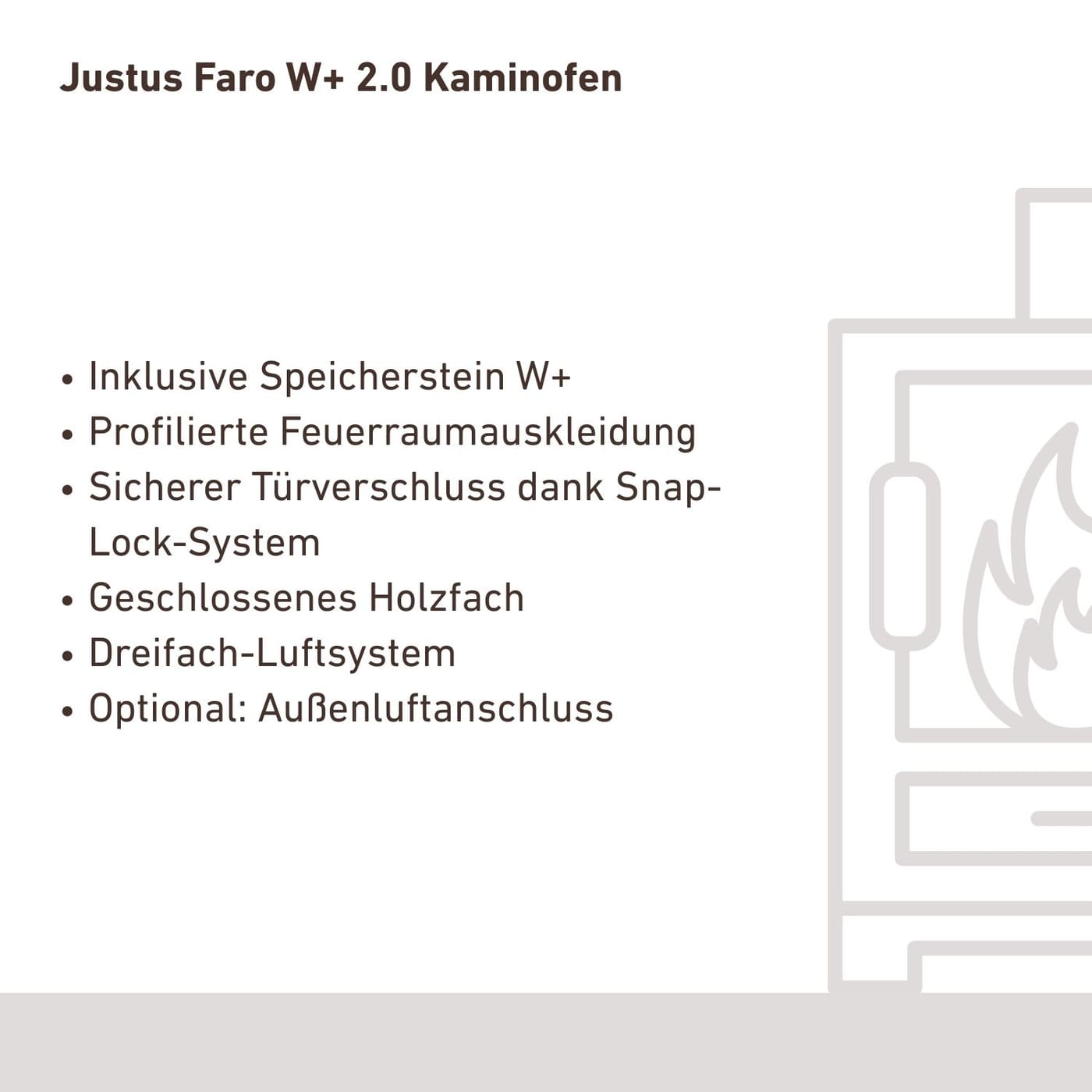 Justus Faro W 2.0 mit -Abdeckplatte Kaminofen 7 kW