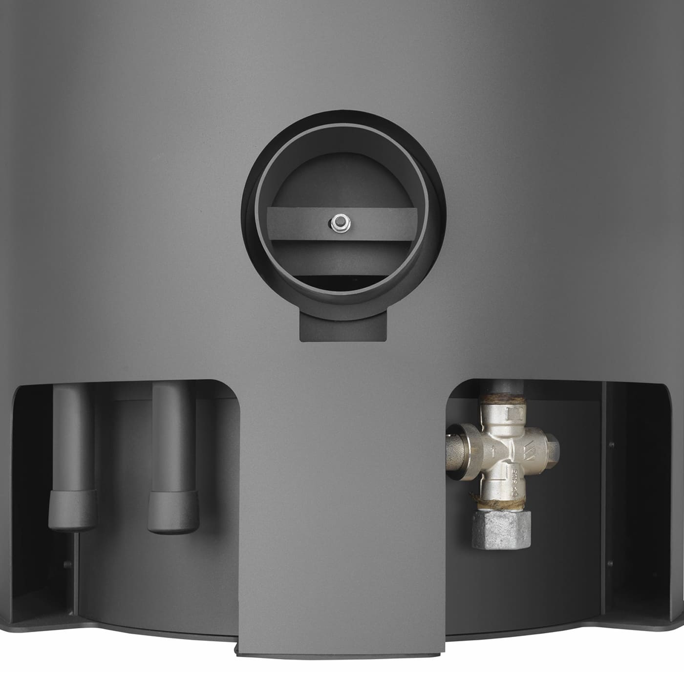 Justus Island Aqua II wasserführender Kaminofen Stahl Gussgrau Speckstein