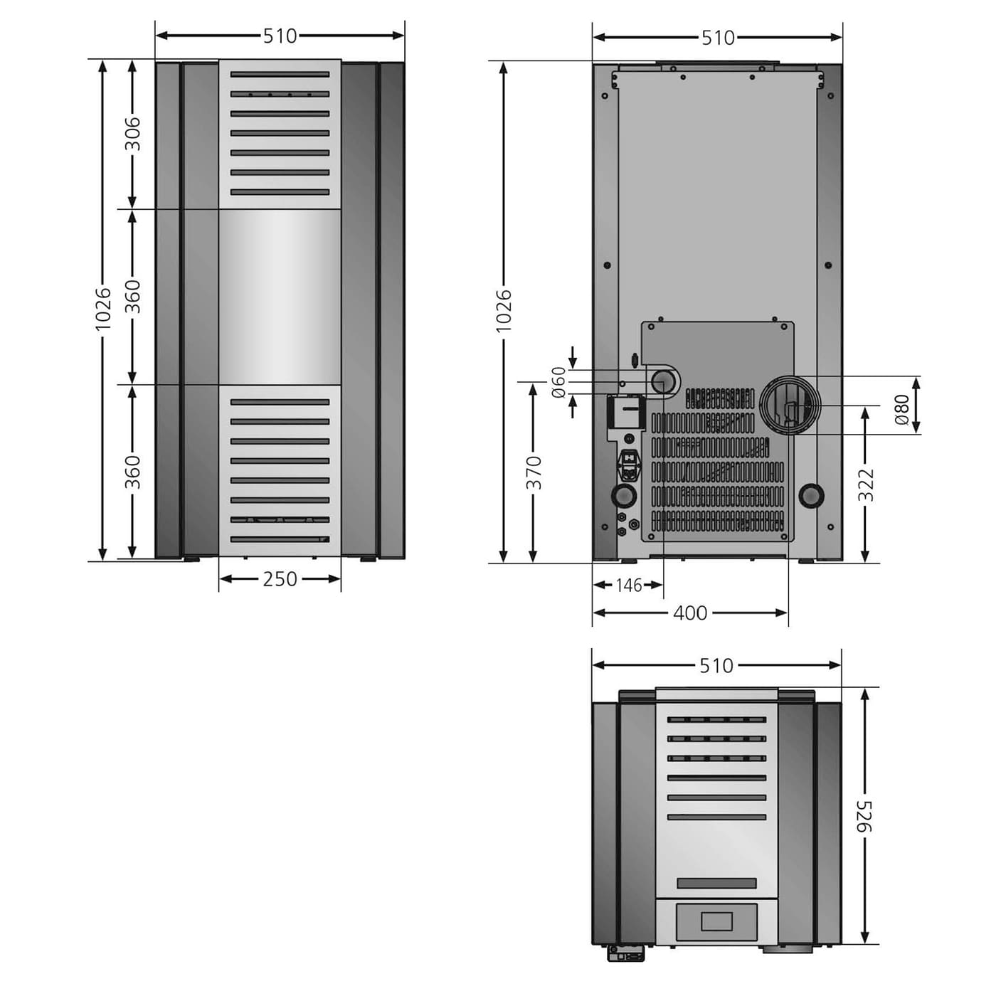 Justus Sirkos 2.0 Bordeauxrot Pelletofen 6 kW