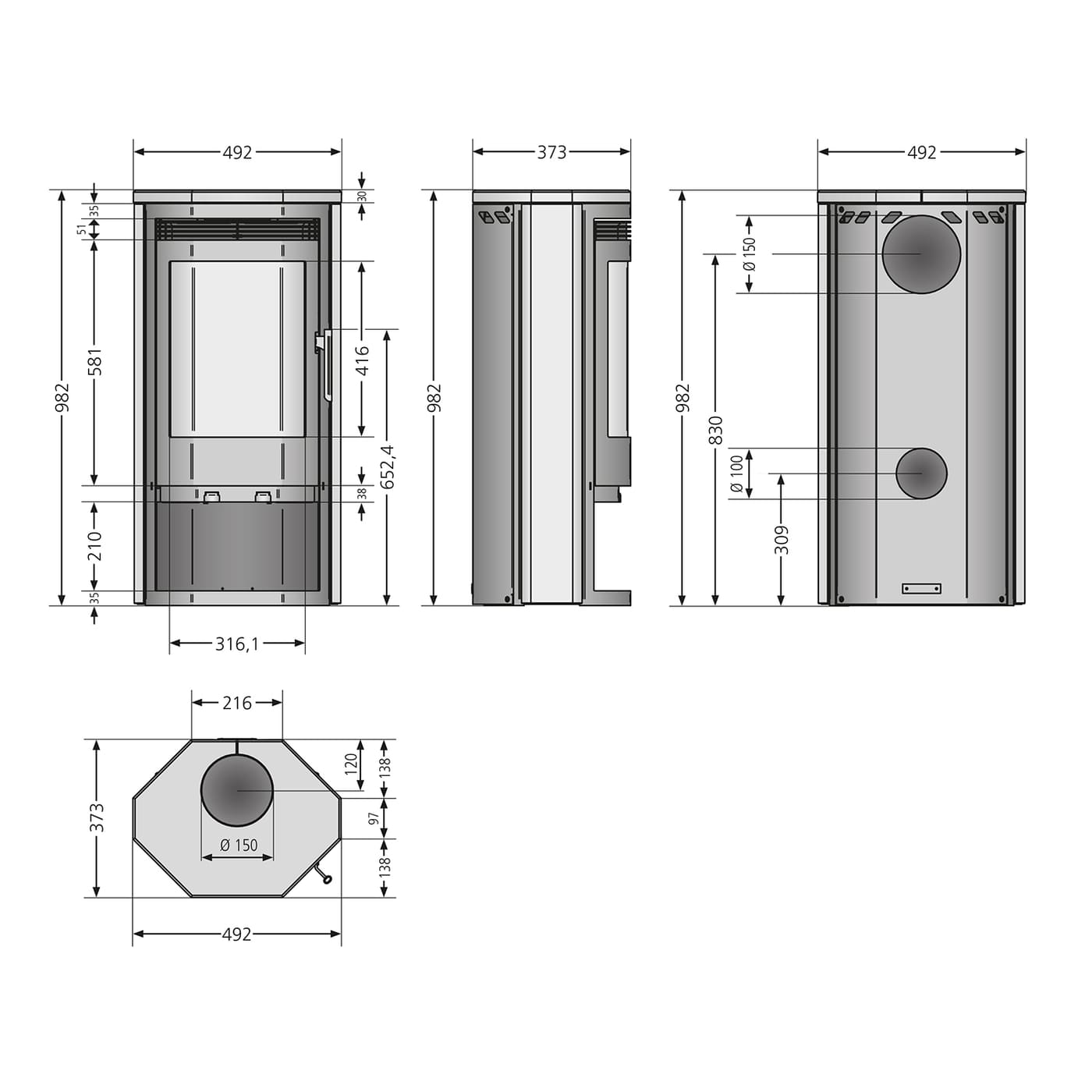 Justus Usedom 5 -Verkleidung Kaminofen 5,5 kW