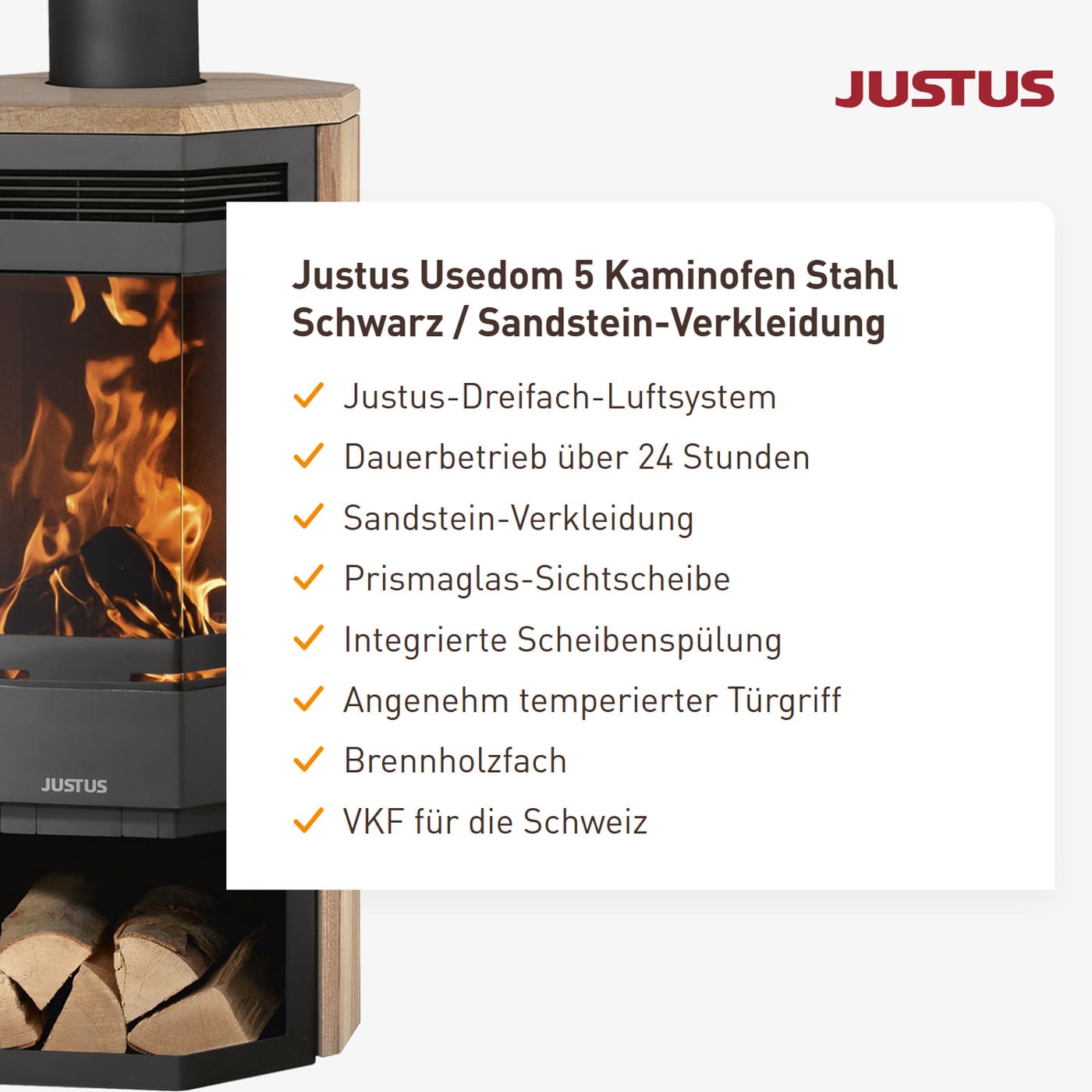 Justus Usedom 5 -Verkleidung Kaminofen 5,5 kW