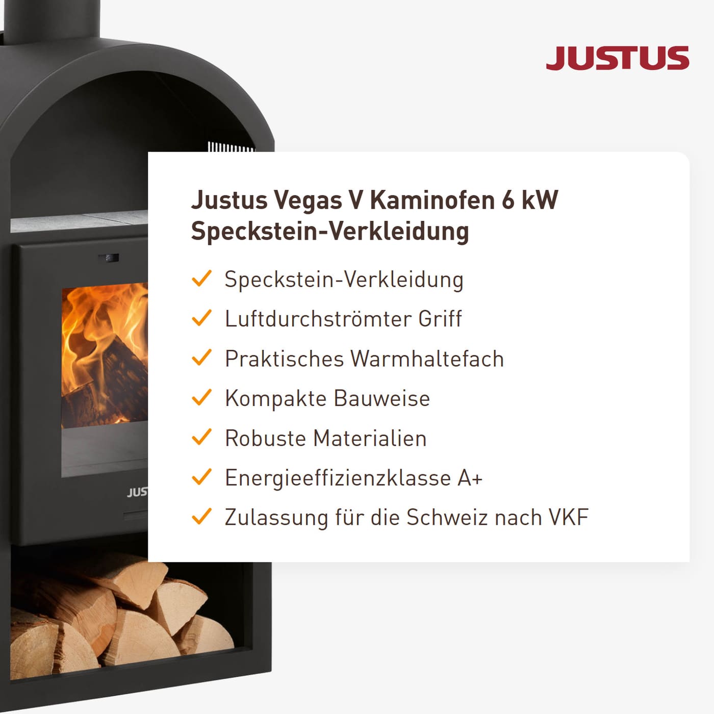 Justus Vegas V Kaminofen 6 kW Keramik
