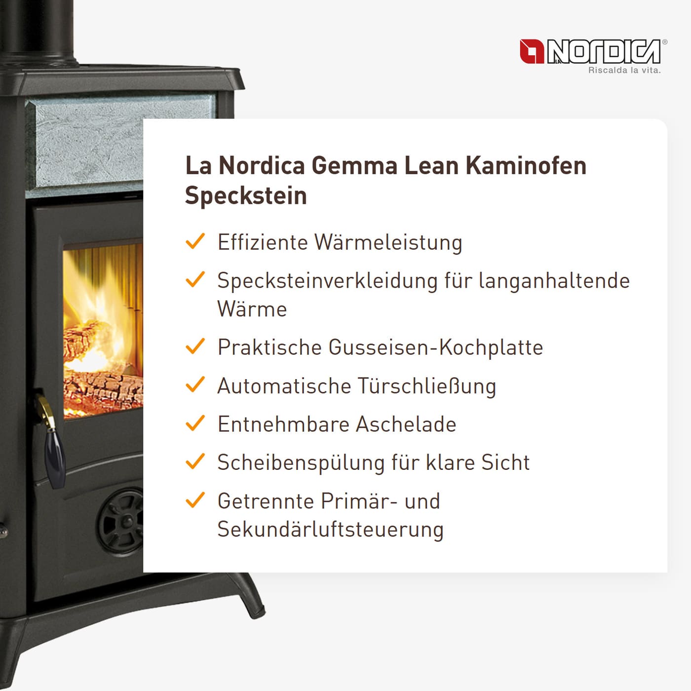 La Nordica Gemma Lean Kaminofen 6,5 kW Speckstein