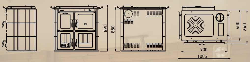 Holz-Küchenherd aus Keramik - LINCAR Bea 7,5 kW