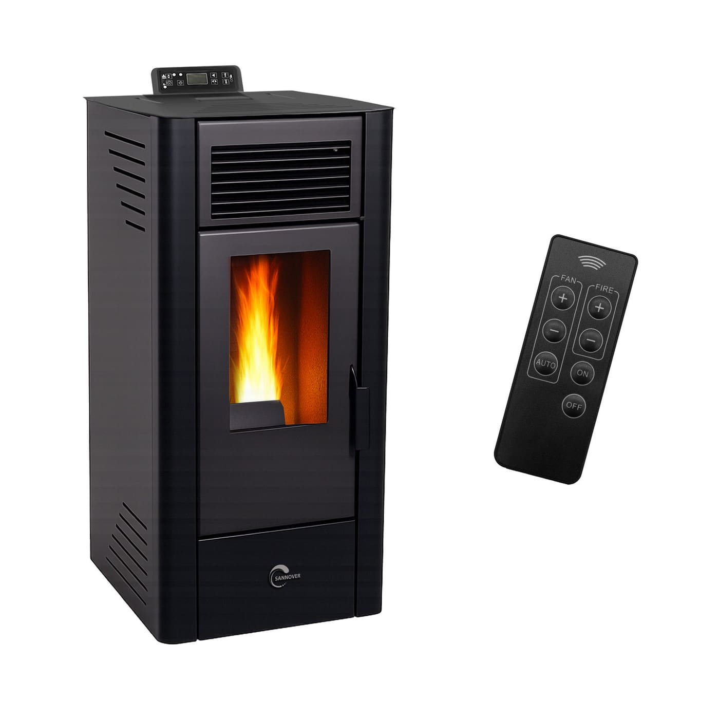 Pelletofen raumluftunabhängig Anita 11,6 kW Noir Sannover + Installationsset