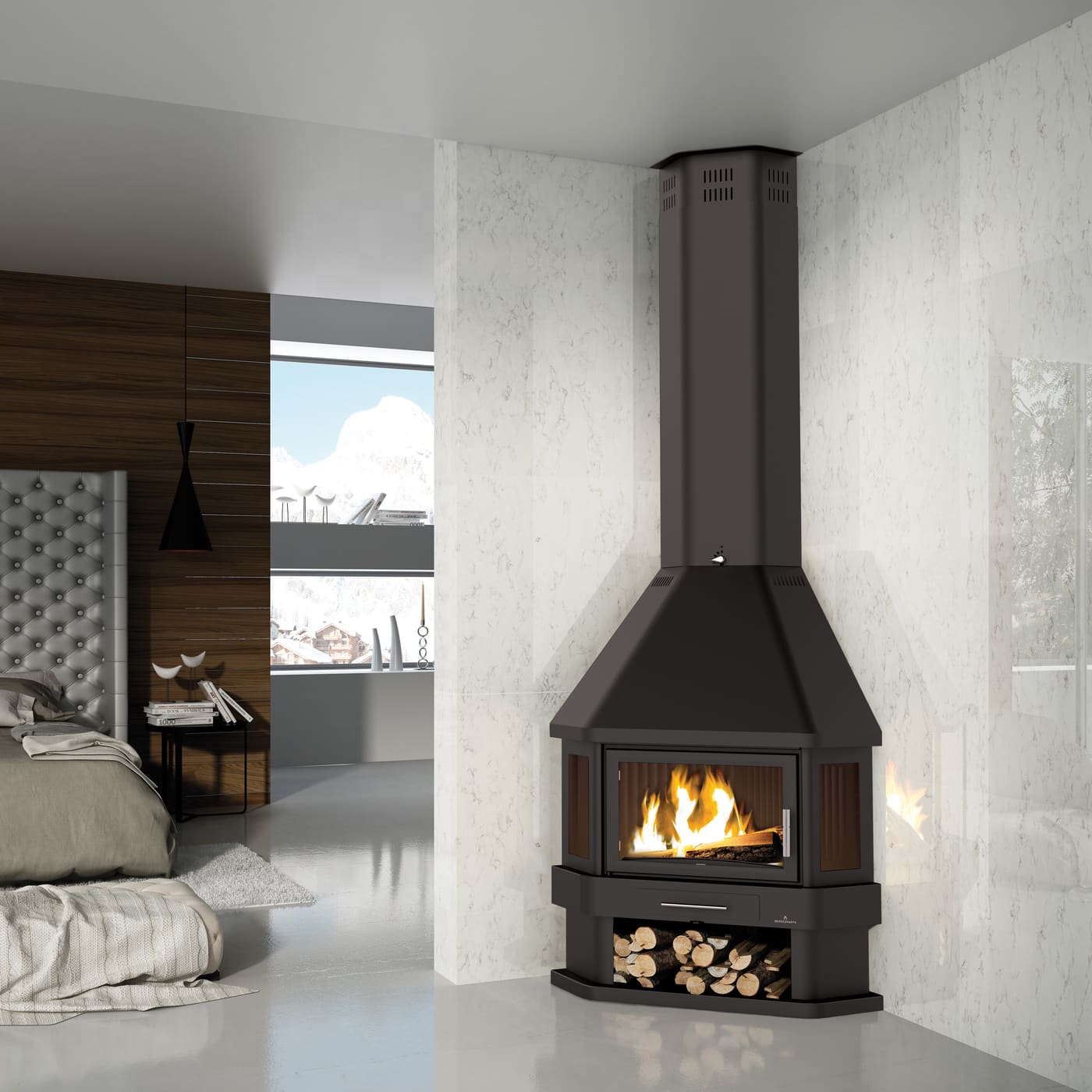 Holzkamin Eck - BRONPI Lorca - R 14 kW
