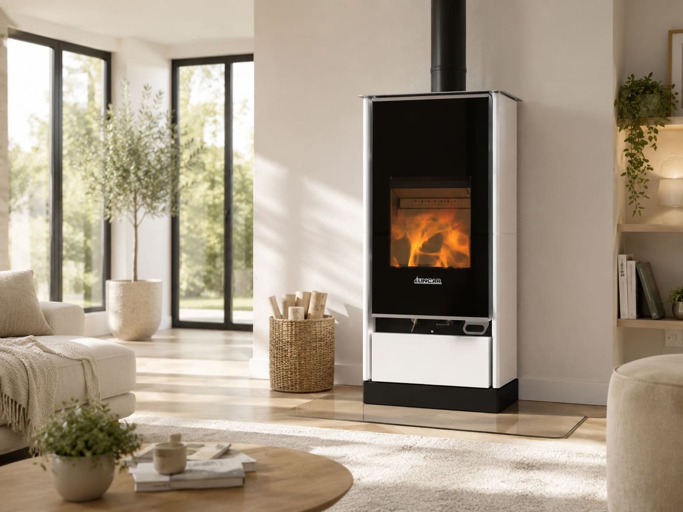 Belüfteter Holzofen anschließbar - LINCAR Elodie Keramik 9,6 kW