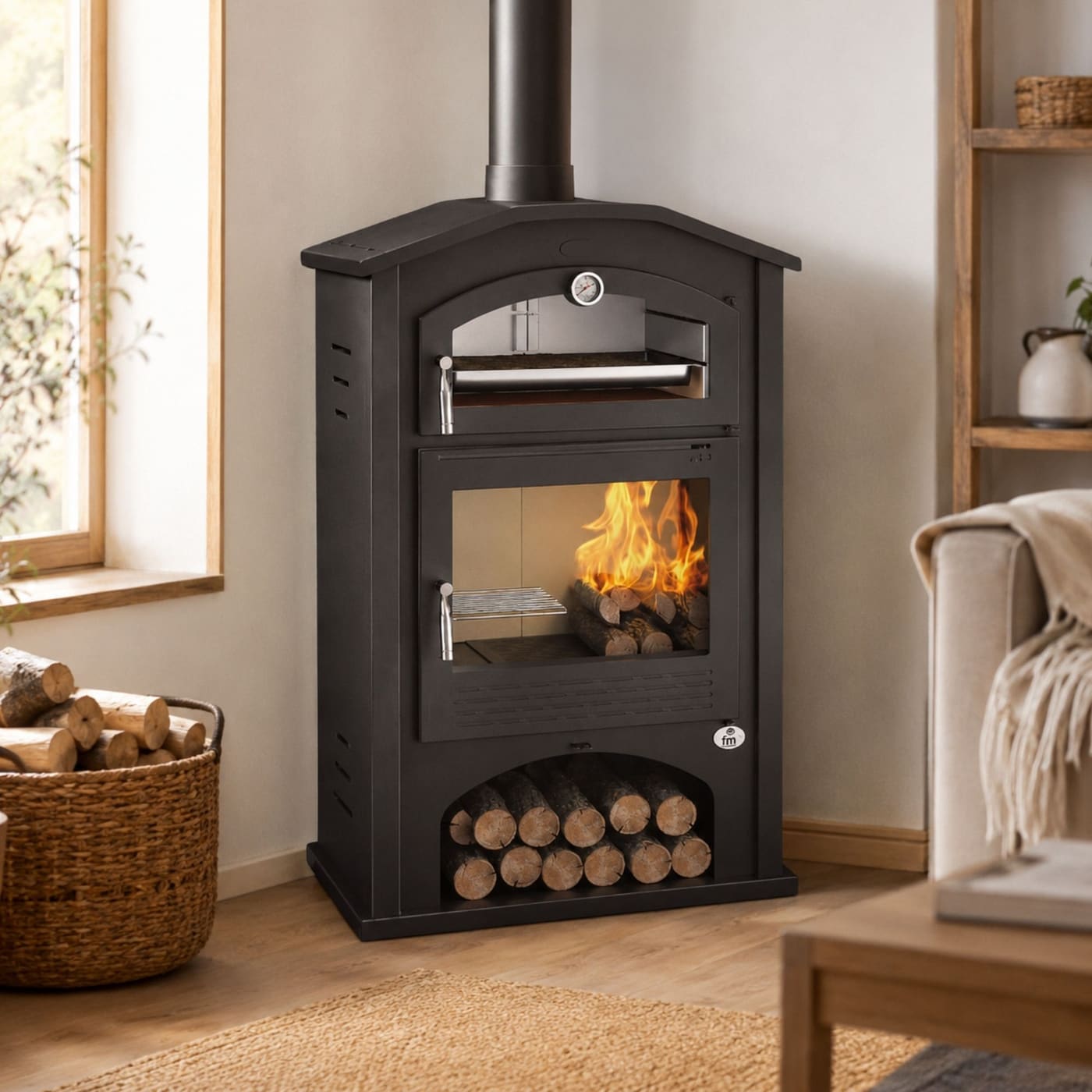 Holzofen mit Backfach - FIREMATIC Detroit 9.5 kW