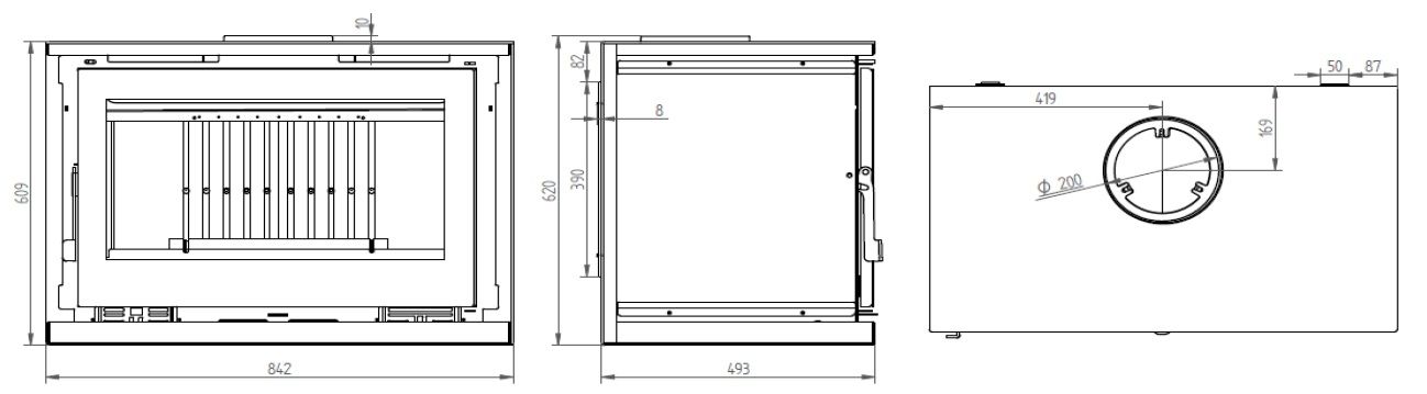 Belüfteter Holzofen, hängend anschließbar - FIREMATIC Toronto - M 12,8 kW