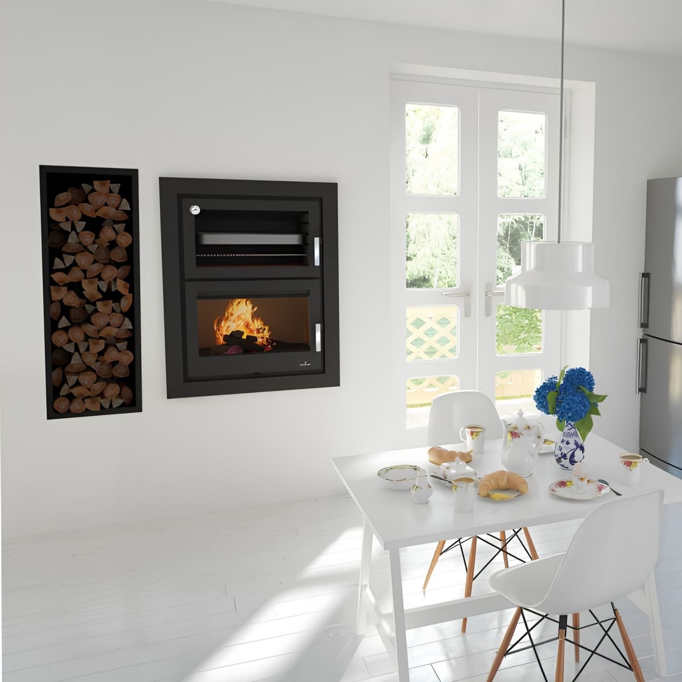 Holzeinsatz anschließbar mit Backfach - BRONPI Murano - E 14 kW