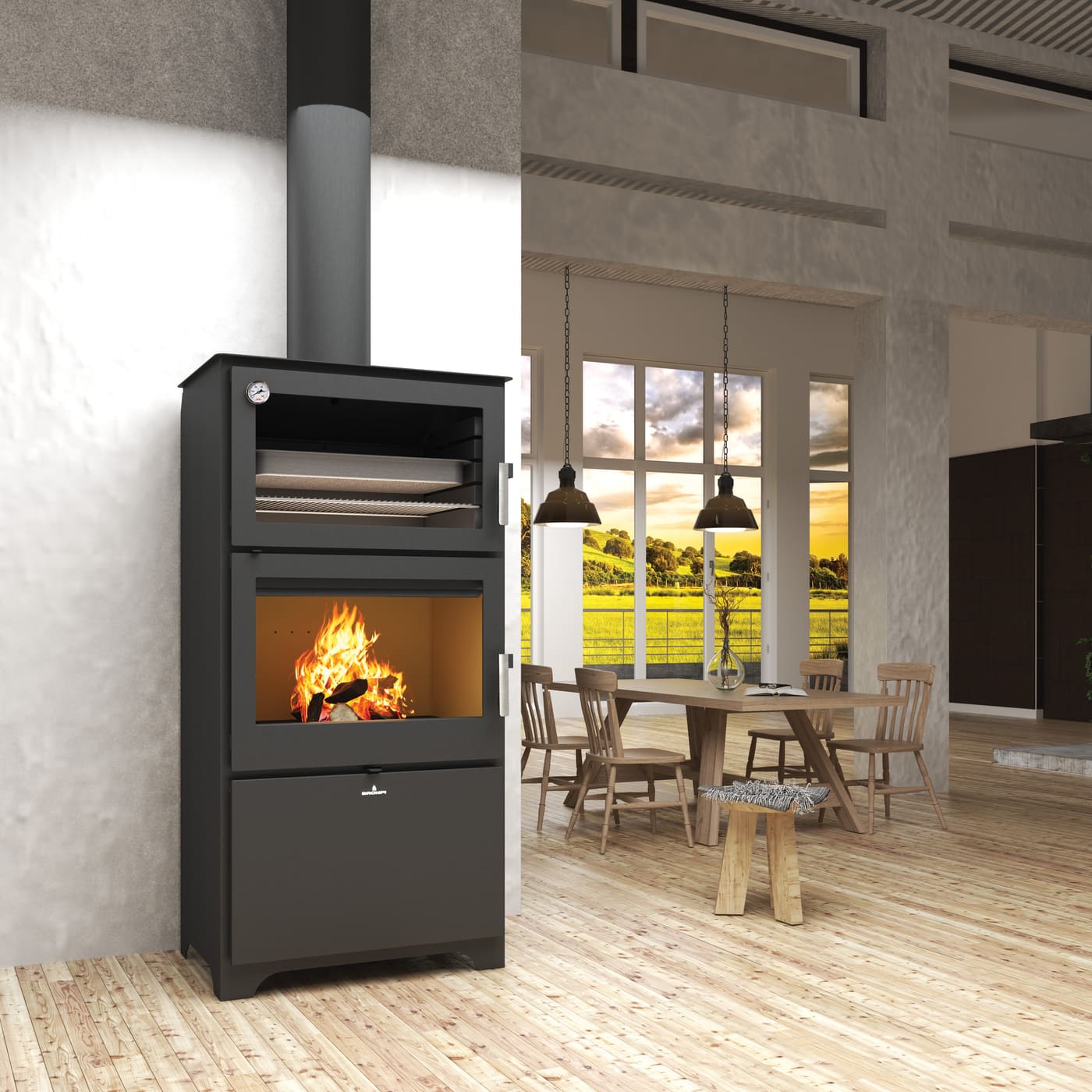Holzofen anschließbar mit Backfach - BRONPI Murano - L 14 kW