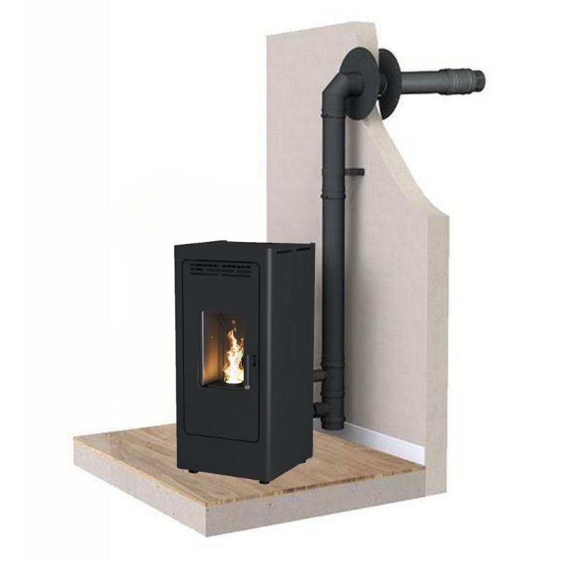 PACK Pelletofen raumluftunabhängig fonte BR12 + Kit Ventouse Dinak