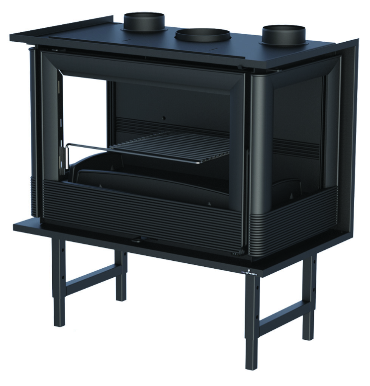Holzeinsatz 3 Scheiben, belüftet, kanalisierbar - BRONPI Paris 70 3C 11 kW