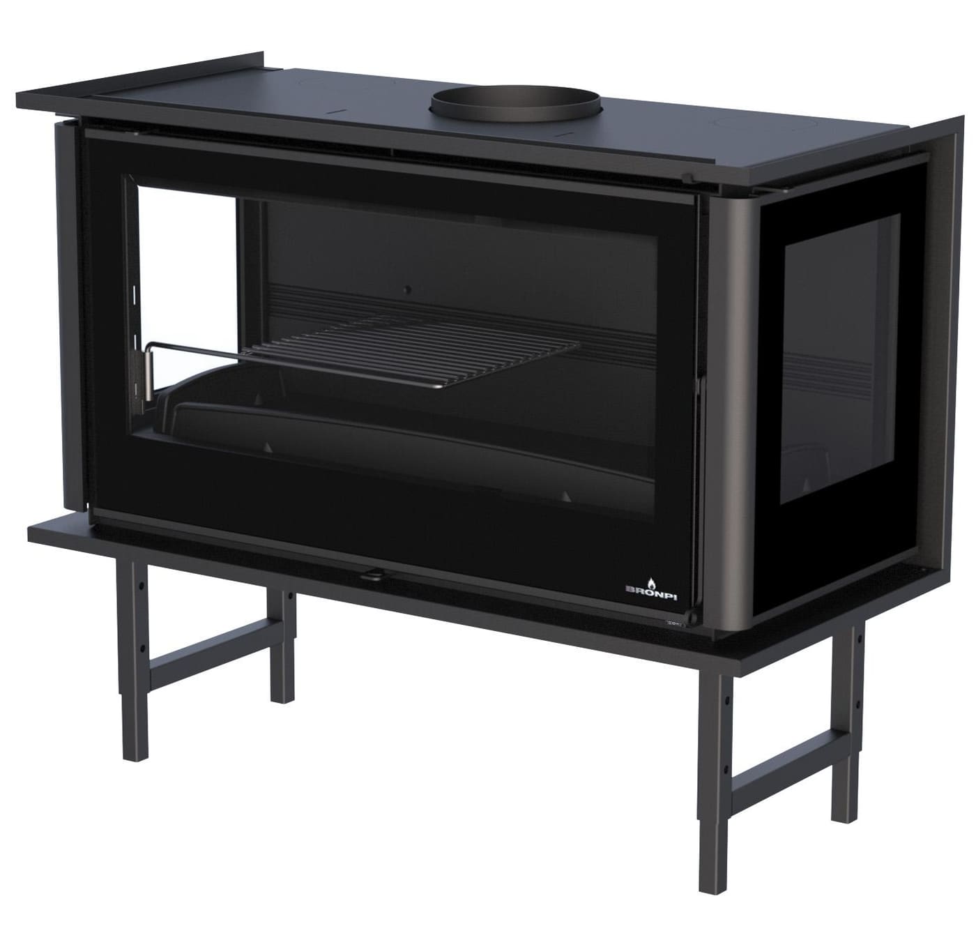 Holzeinsatz 3 Scheiben, belüftet, kanalisierbar - BRONPI Paris 90 3C 13 kW