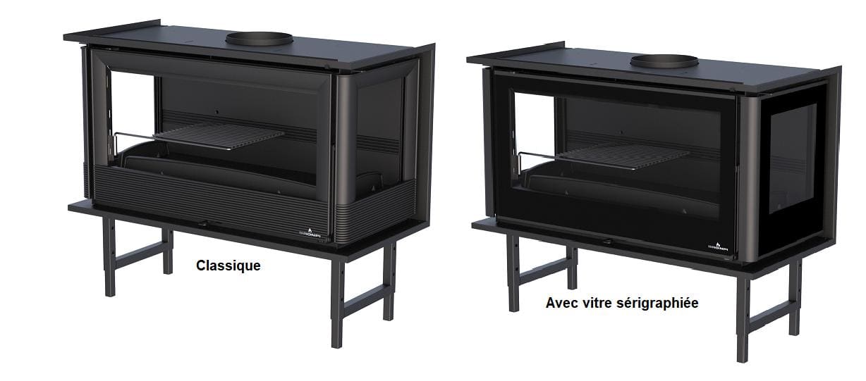 Holzeinsatz 3 Scheiben, belüftet, kanalisierbar - BRONPI Paris 90 3C 13 kW