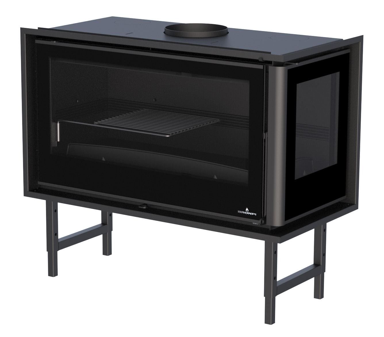 Holzeinsatz 2 belüftete Scheiben, kanalisierbar - BRONPI Paris 90 ED 13 kW