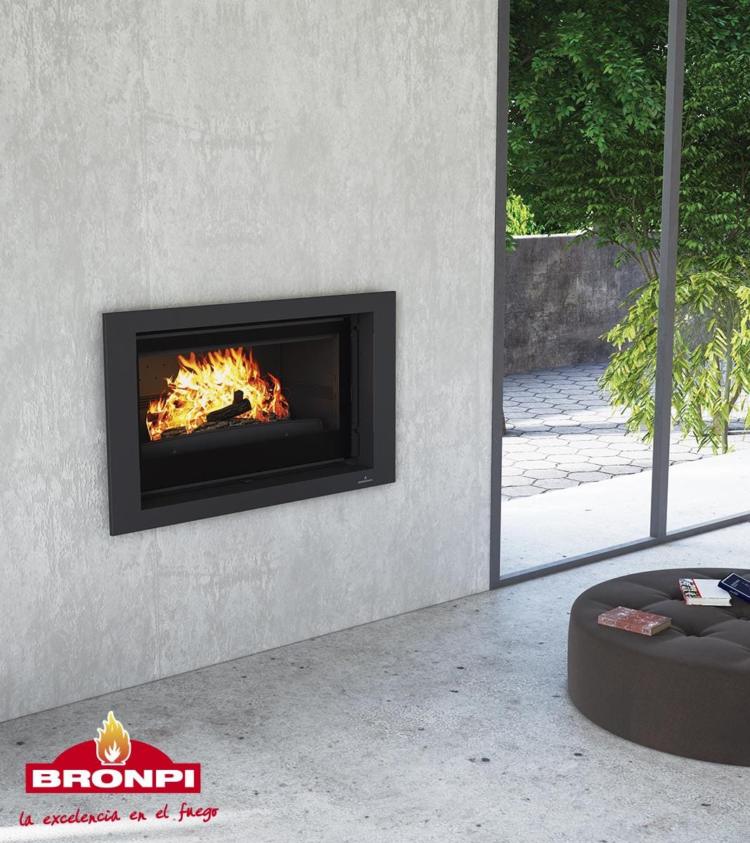 Holzeinsatz belüftet, kanalisierbar - BRONPI Paris 90V Guillotina 14 kW