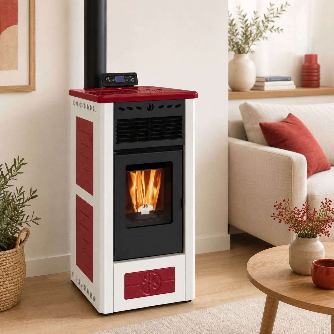 Pelletofen aus Keramik - ORIGINE PHEBO Febe Bicolore 5S-8 7.5 kW