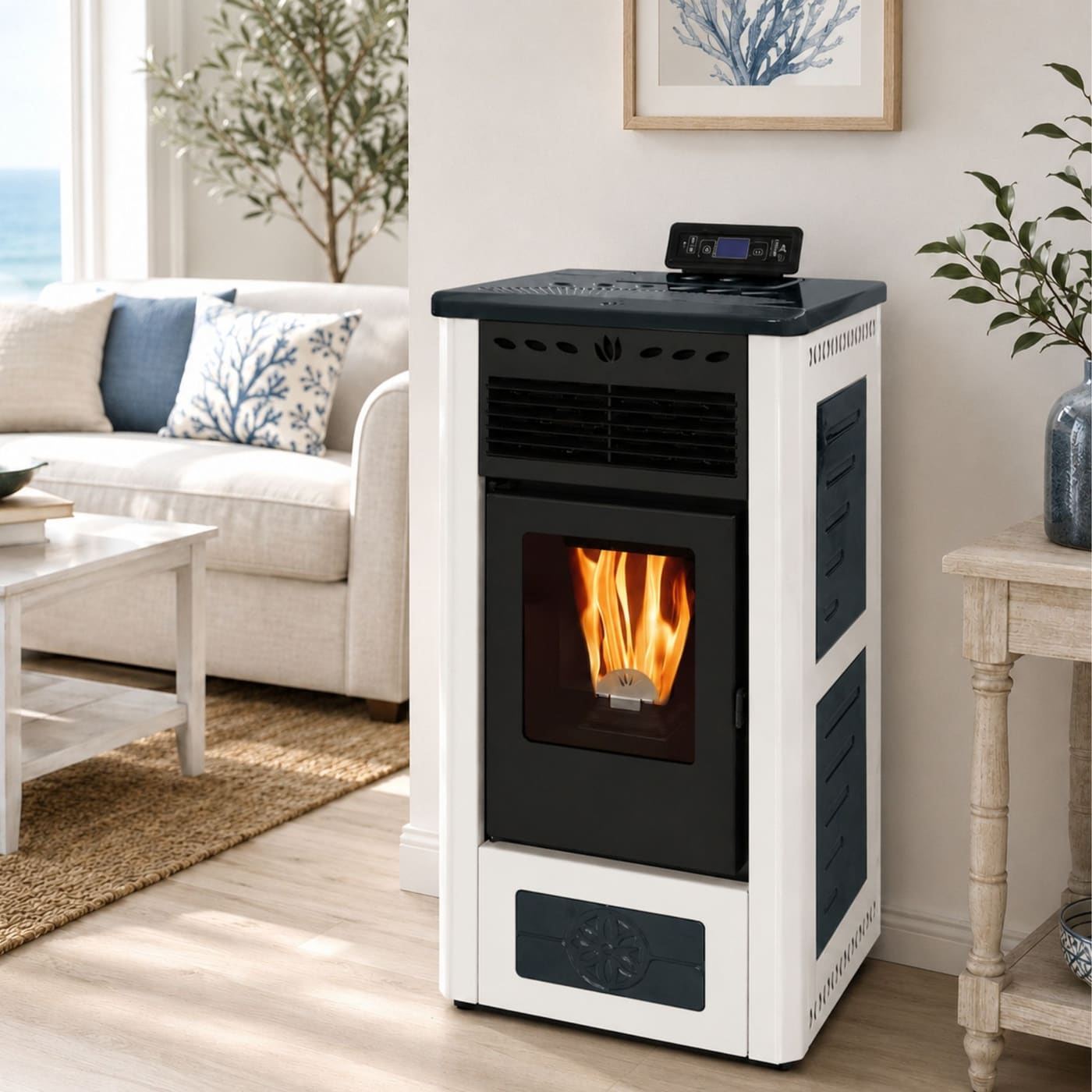 Pelletofen aus Keramik - ORIGINE PHEBO Gea Bicolore 5S-8 7.5 kW