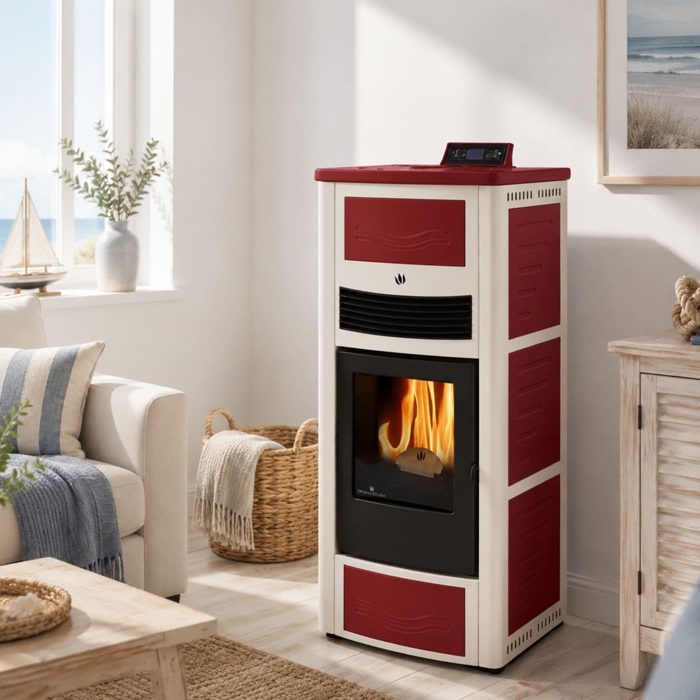 Pelletofen aus Keramik - ORIGINE PHEBO Calipso Bicolore 12.7 kW