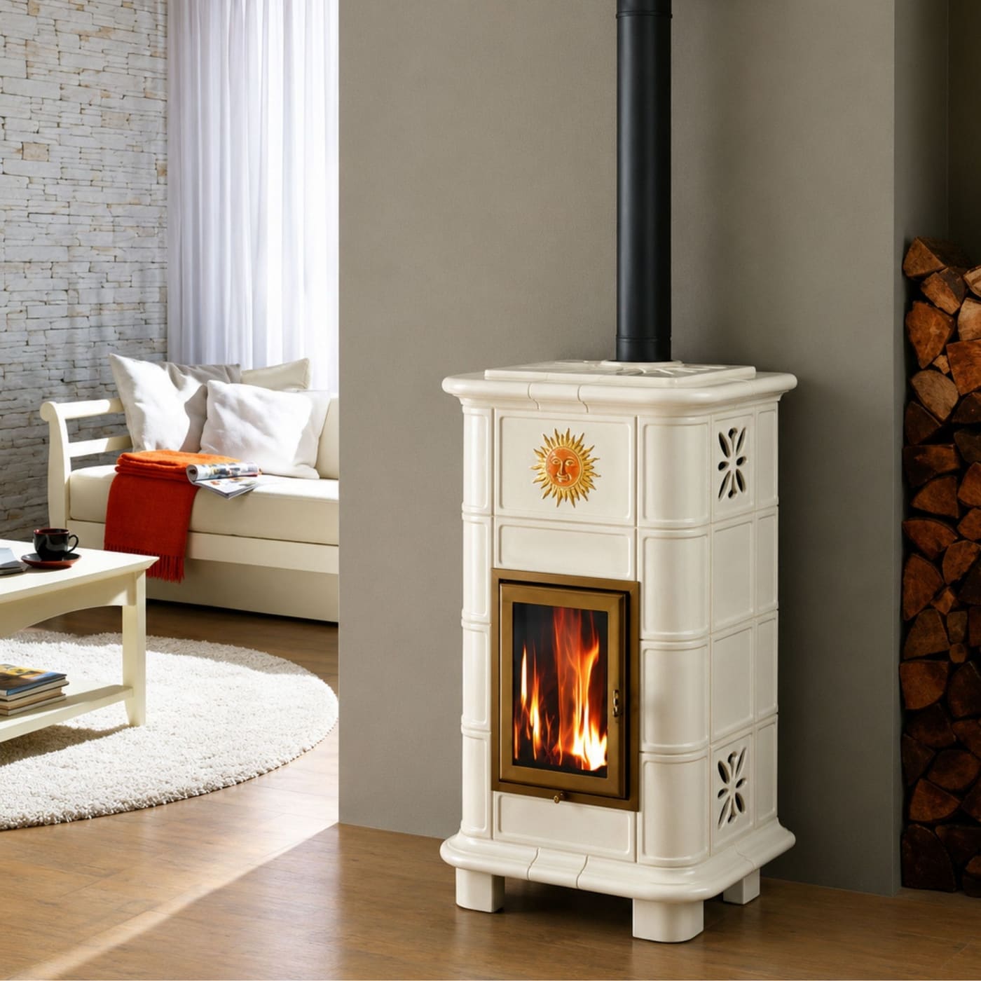 Holzofen aus Keramik - ORIGINE PHEBO Vesta Décor 10,7 kW