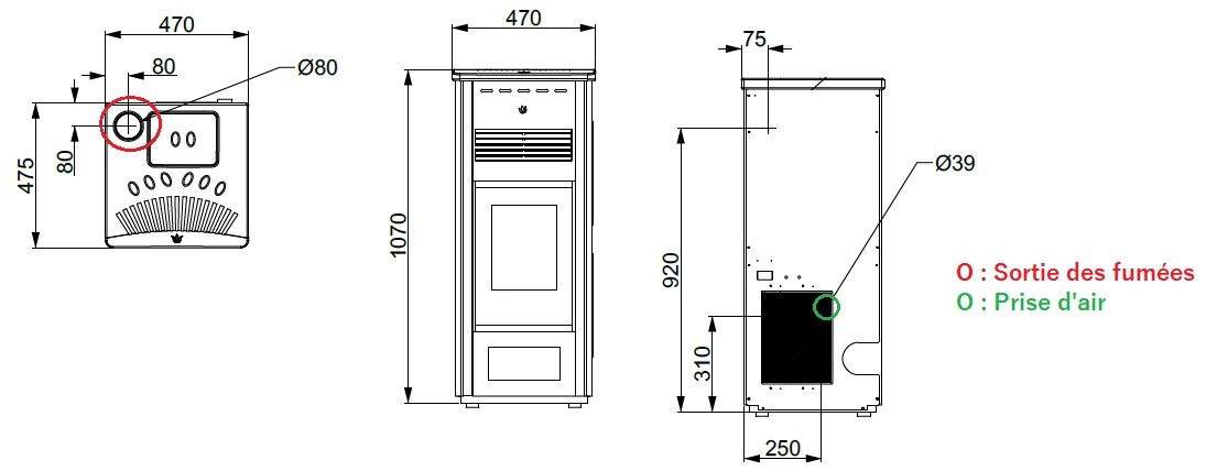 Pelletofen aus Keramik - ORIGINE PHEBO Febe Bicolore 5S-XL 7.5 kW