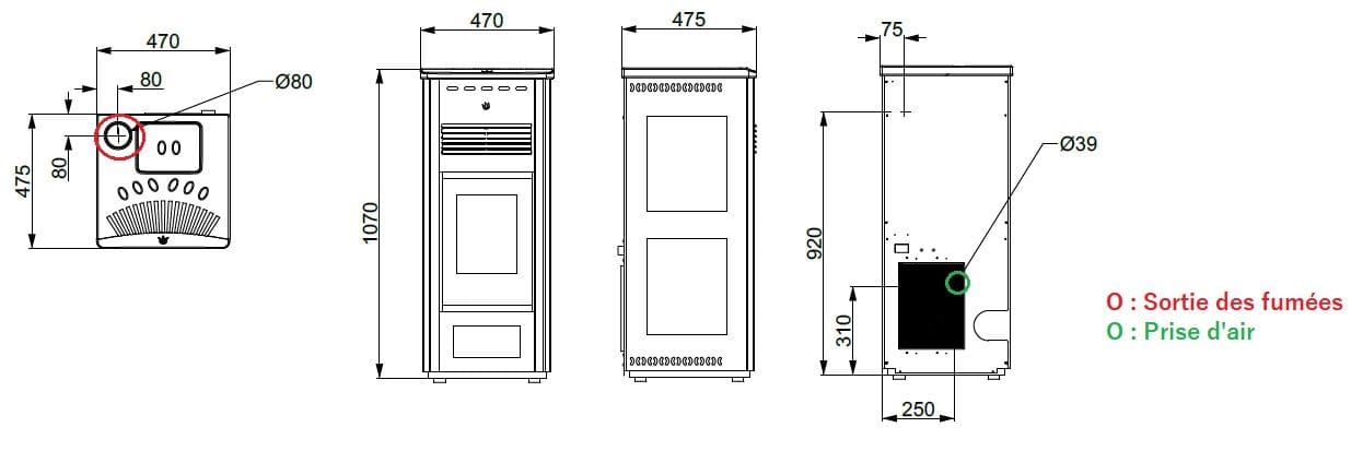 Pelletofen aus Keramik - ORIGINE PHEBO Febe 5S-XL 7.5 kW