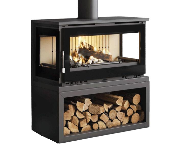 Holzofen anschließbar 3 Scheiben mit Holz - FIREMATIC Calgary - S 12,5 kW