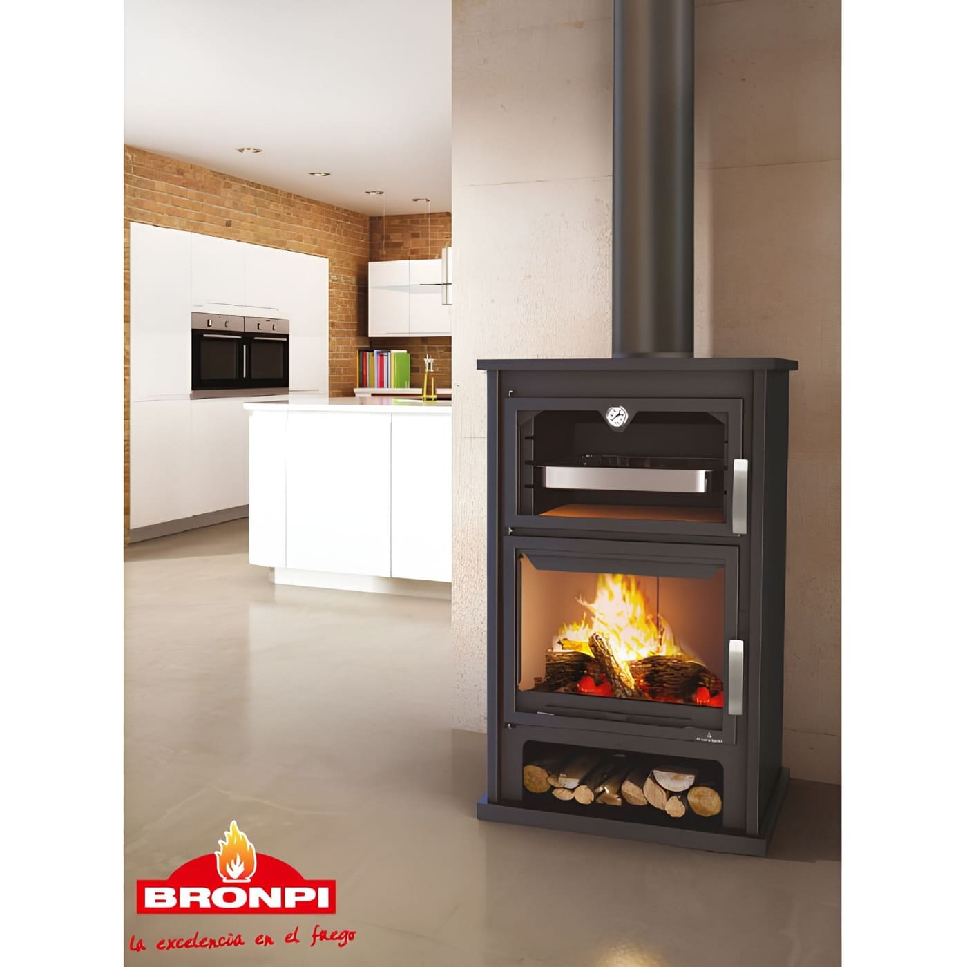 Holzofen anschließbar mit Backfach - BRONPI Suiza 14 kW