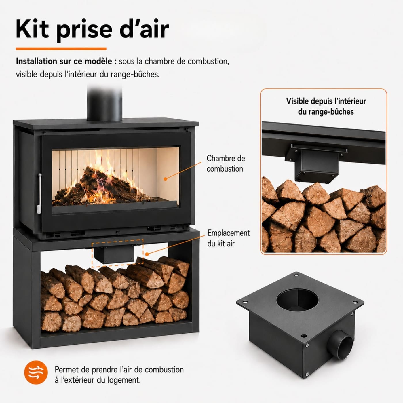 Holzofen anschließbar mit Büchern - FIREMATIC Toronto - S 12,6 kW