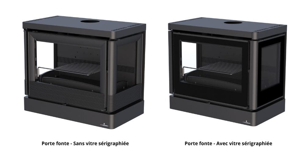 Aufhängbarer Holzofen anschließbar belüftet 3 Scheiben - BRONPI Versailles - C 10 kW