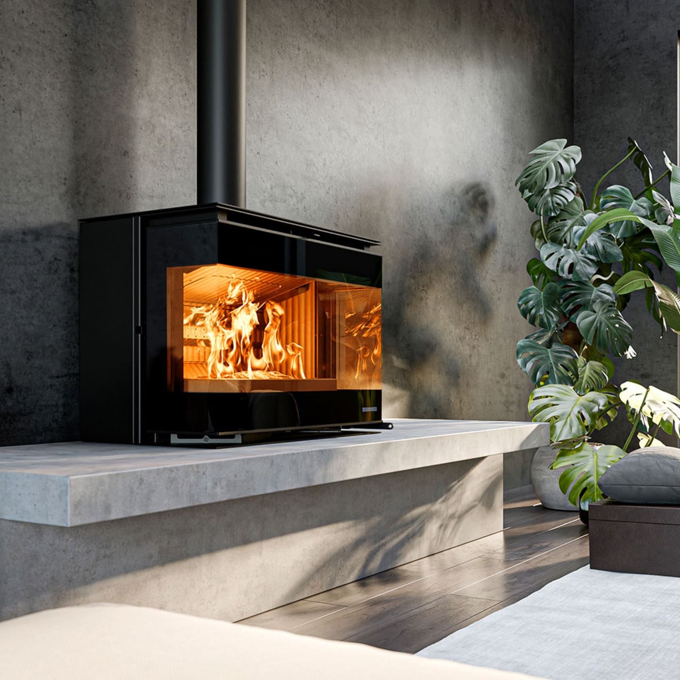 Holzeinsatz Eck - THERMOROSSI Panorama Angolare DX 10.6 kW