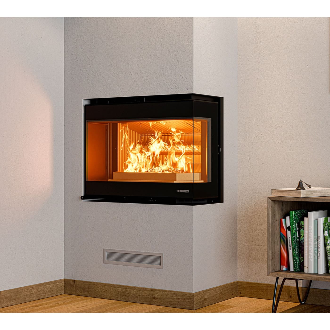 Eck-Holzeinsatz - THERMOROSSI Panorama Angolare SX 5.7 kW