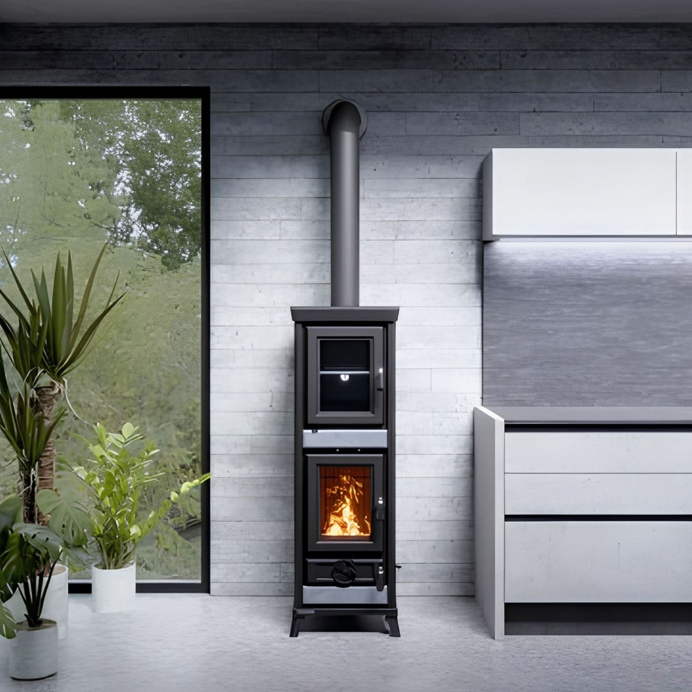 Holzofen mit Backfach en pierre - THERMOROSSI Agnese Stone 7.5 kW