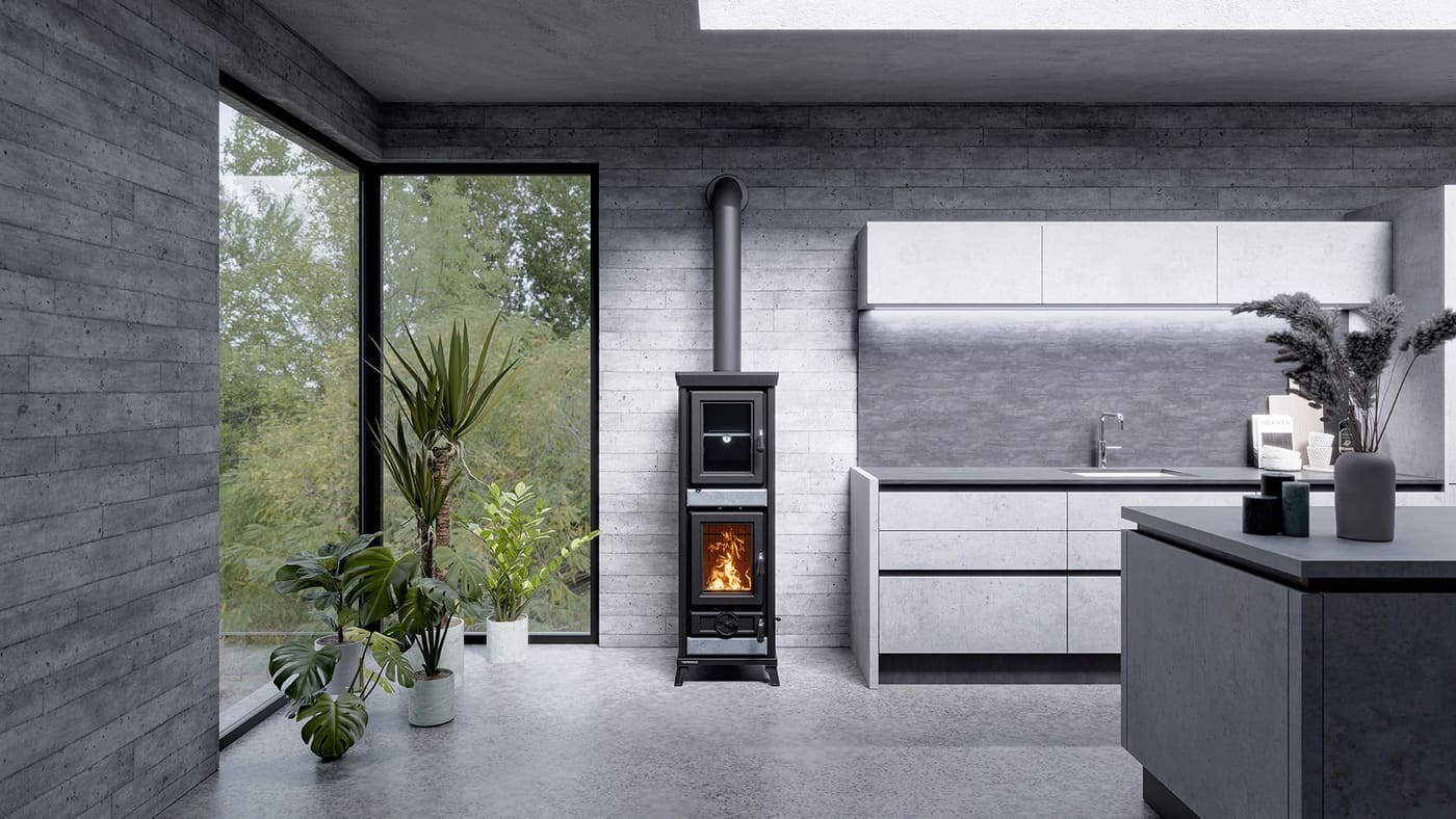 Holzofen mit Backfach en pierre - THERMOROSSI Agnese Stone 7.5 kW