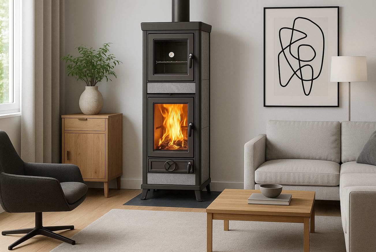 Holzofen mit Backfach en pierre - THERMOROSSI Anna Evo5 Stone 12.5 kW