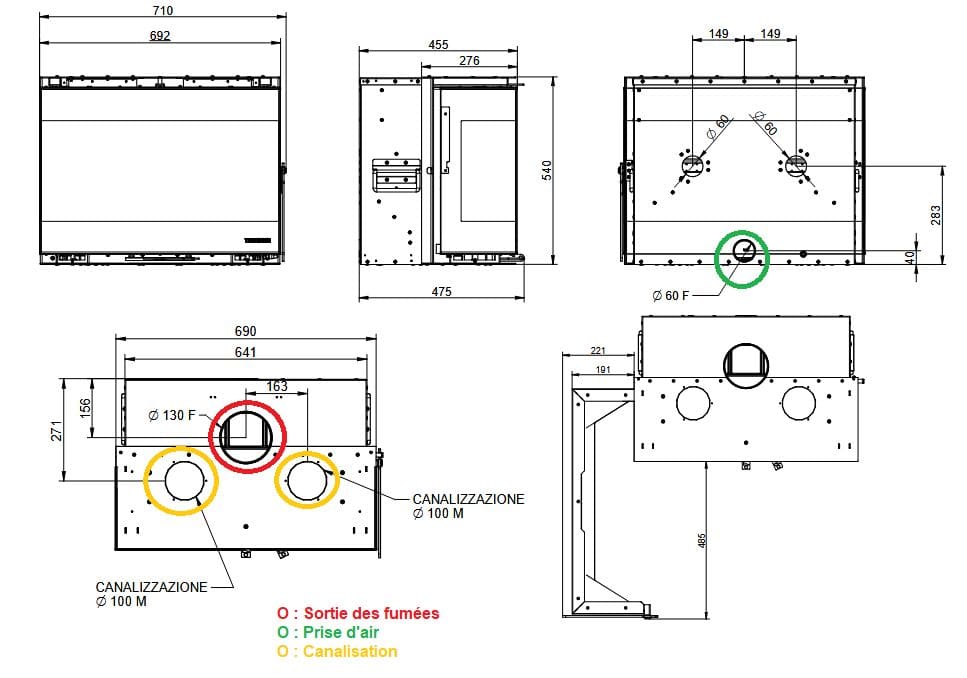 Holzeinsatz 3 vitres Premium - THERMOROSSI Panorama 5.7 kW